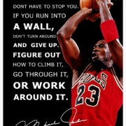 A poster of michael jordan with his quote.
