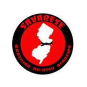 A red and black logo for savarese.